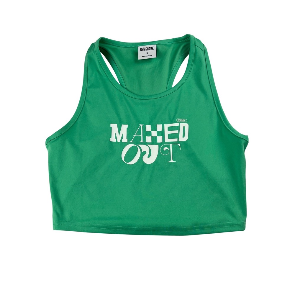Gymshark Green MAXED OUT Racerback Cropped Tank Top Women's Size S Athletic